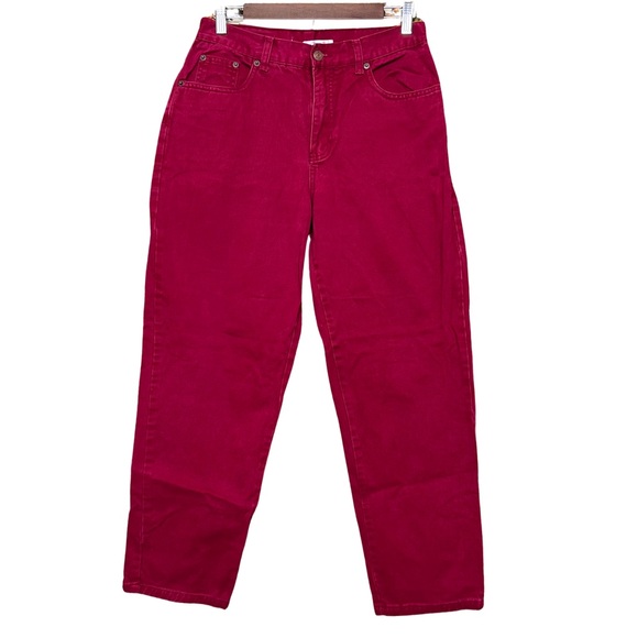 Vintage Bill Blass Jeanswear Easy Fit 90s Red / Maroon High Rise Jeans Size 26P - Picture 1 of 4